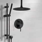 Remer SFR87 Matte Black Ceiling Rain Shower System with Handheld, Rainfall Shower Head, Shower Faucet Set